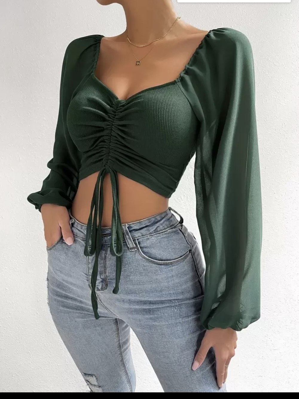 Sweetheart Romantic Fairycore Long Sleeve Cropped Top